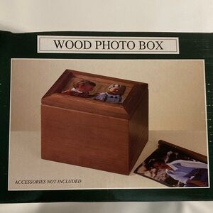 Elegant Walnut Wooden Photo Box with Glass Top